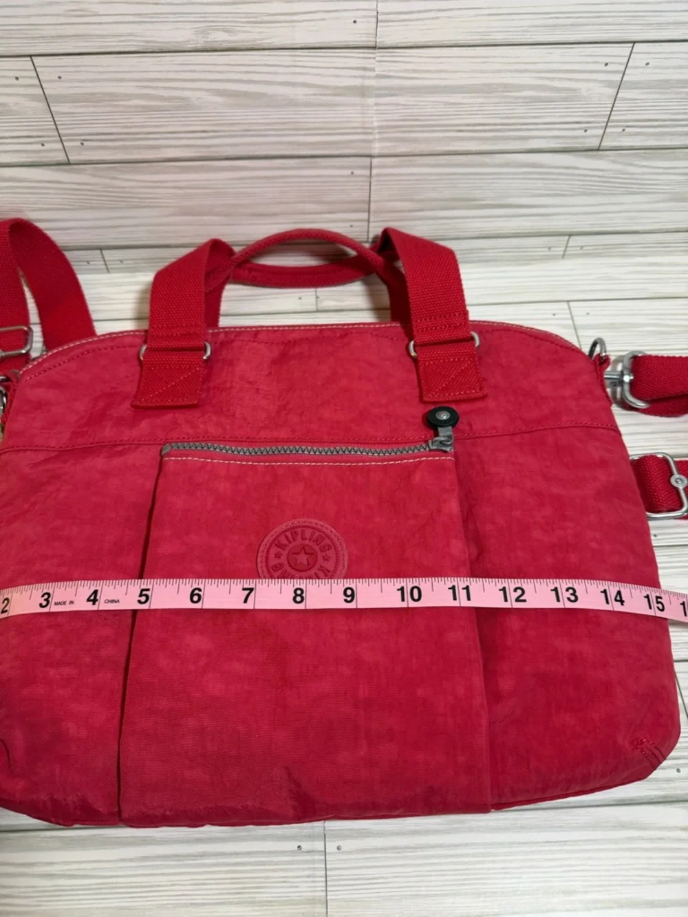 Kipling Digifly Laptop Bag 15” Red Nylon Crossbody Satchel Monkey Keychain